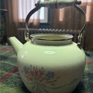 Vintage Floral Enamel Teapot
